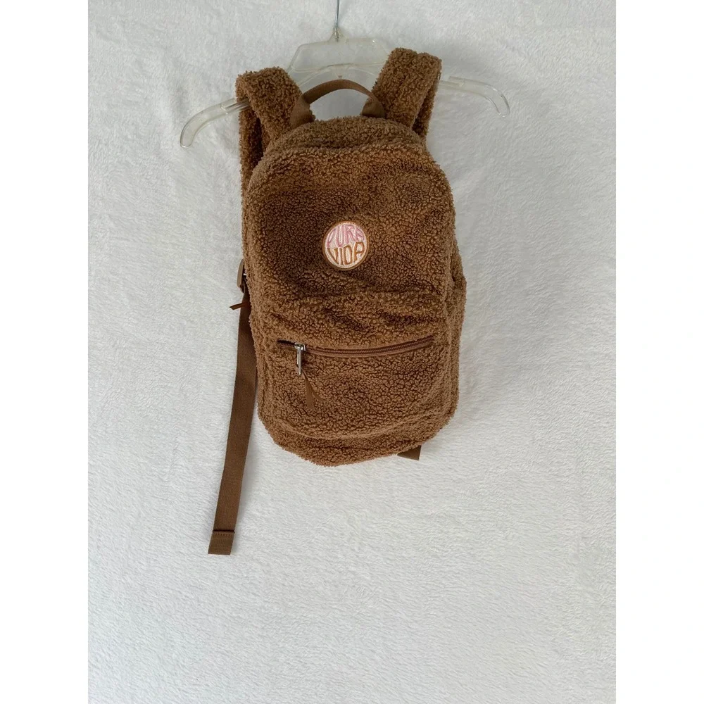 Pura Vida Womens Backpack Mini Brown Teddy Bear Soft Day Bag Accessory